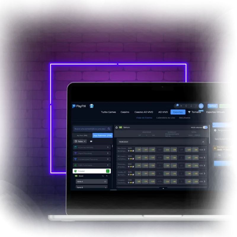foto de um notebook com o site da playpix aberto nele, mostrando as apostas que estão sendo feitas
